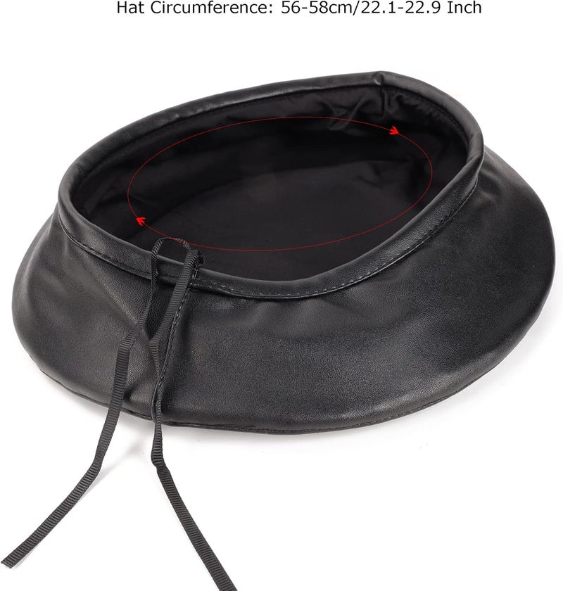 Wheebo PU Leather Berets for Women French Beret Hats Artist Painter Hat Classic Solid Style - Image 3